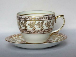 Vintage Clarence Bone China Floral Tea Cup & Saucer Pink Gold White England