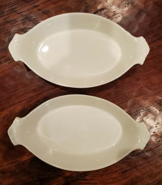 Set Of 2 Apilco France Porcelain White Oval Au Gratin Dishes 11