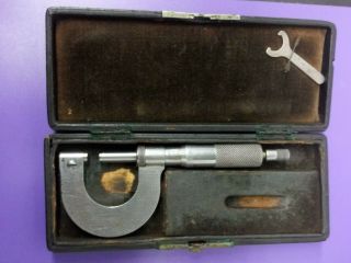 Antique No.  10 Circa 1890 Patent Brown And Sharpe 0 - 1 " Micrometer With Case