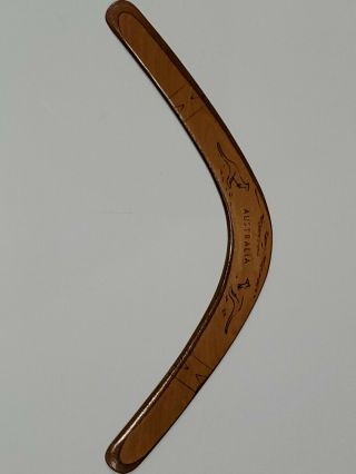 Vintage Australian Made Decorated Wood Boomerang 20” -