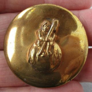 1 7/16 " Ant.  2 - Piece Stamped Brass Button,  " Perry At The N Pole " Bbb Pg 682,  6