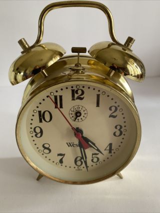 Westclox Alarm Clock Brass Gold Twin Bell Big Ben Vintage Style