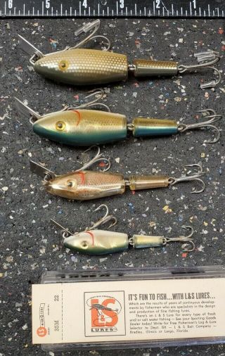 (4) L&S Fishing Lures 35M27 - 35M22 (w/box) - 15MG - 00M22 - From the 60 ' s 2