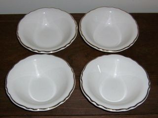 4 Soup Cereal Bowls Homer Laughlin Restaurant Ware - White,  Scalloped,  Gold Trim
