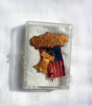 1900 Masonic Antique F.  P.  A.  Pin With 13 Star Flag,  Liberty Bell Engraved No.  8
