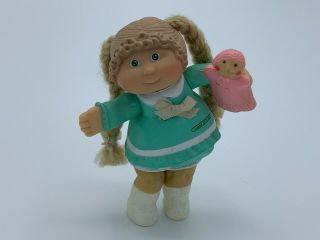 Vintage 1984 Cabbage Patch Kids Poseable Mini Pvc 3.  5 " Figure Doll Blonde Braids