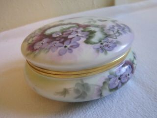 Antique Limoges Porcelain Covered Dish Bowl W/ Lid Hand Painted Dated 1904