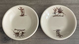 Vintage Wellsville China Set Of 2 Small Bowls Western Cowboy Prairie￼ Dog