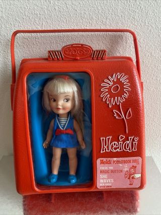 Vintage Remco Pocket Book Doll Heidi With Case And Extra Outfit 1960 