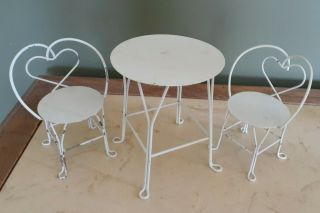 Vintage Ice Cream Parlor Chair Bistro Metal Sweet Heart Set Doll Furniture