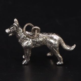 Vtg Sterling Silver - Puppy Dog Animal Pet Solid Bracelet Charm - 4g