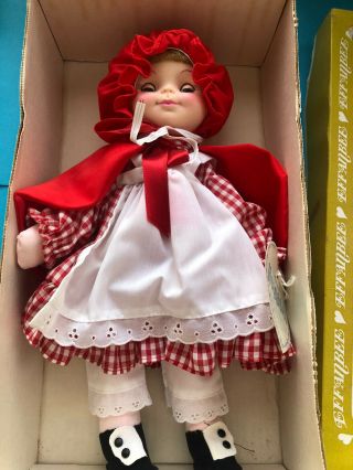 Vintage Huggable Effanbee Little Red Riding Hood Doll Never Removed From Box