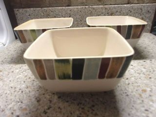 Tabletops Lifestyles Jentry Hand Painted/crafted Set Of 3 Square Bowls