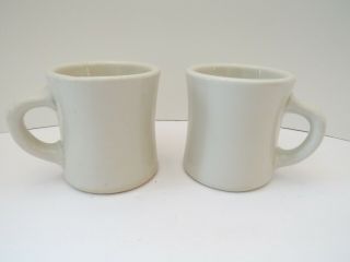 2 Vintage Victor Usa Diner Mugs Coffee Heavy Restaurant Ware Off White Ceramic