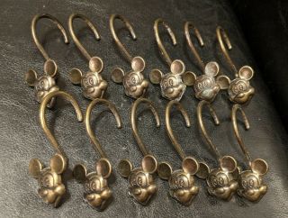 Antique Brass Disney Mickey Mouse Shower Curtain Hooks Set Of 12