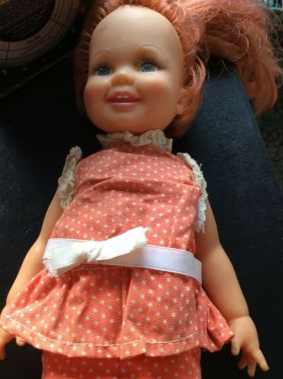 Vintage 1971/72 Baby Chrissy Redhead Doll By Ideal In Orange Outfit Tagged