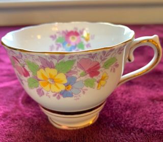 Antique Flowered Porcelain Teacup Gold Trim By Coldclough China Made In England