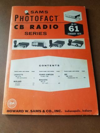 Sams Photofact Cb Radio Series 61 Lafayette Midland Pearce - Simpson Realistic Sbe