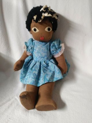 Vintage Hand Made 14 " African American Baby Doll