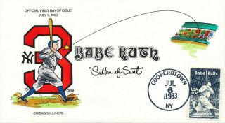 Collins 2046 " Babe Ruth " Hand Painted Fdc Cachet