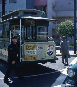 Vintage Stereo Realist Photo 3d Stereoscopic Slide San Francisco Cable Car Turn