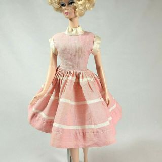 Vintage Barbie Clone Dress Pink White Stripe Premier Fab Lu Elite Untagged