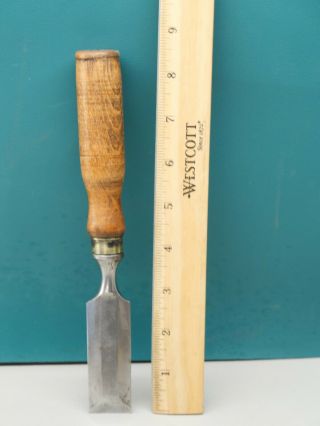 Old Woodworking Tools Vintage 1 " Bevel Edge Tang Type Chisel Marked Italy