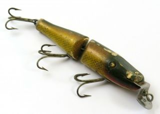 Vintage Creek Chub Bait Co.  Jointed Pikie Minnow Glass Eye Wood Fishing Lure