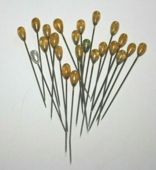 Set Of 23 Vintage 3 Inch Gold Glass Metallic Tipped Head Pins Headpins Japan