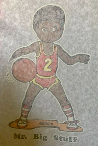 Vintage 1974 Afro Boy Mr Big Stuff Iron On Transfer Basketball Player