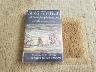 Vintage King Arthur Book Dust Cover Illustrated Antique 1950 And His Knights