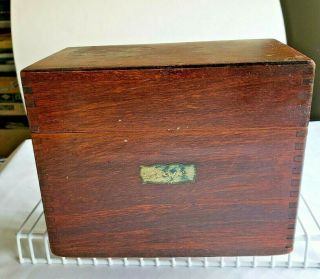 Vintage Wooden Dovetail Wood Recipe/file Box Holding Storage Box