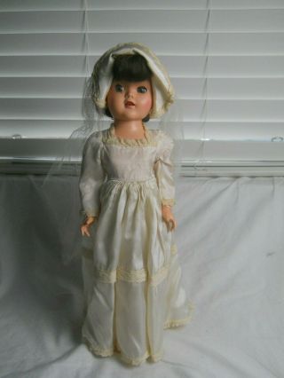 Antique Vintage Bride Doll,  Late 1950s,  With Sleep Eyes,  17 1/2 Inches Tall.