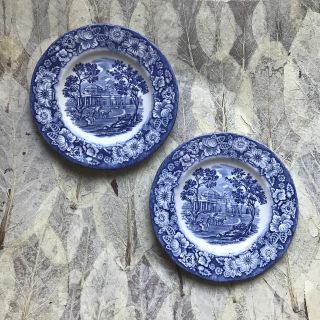 Set of 7 Liberty Blue Staffordshire Ironstone England Monticello Dessert Plates 2