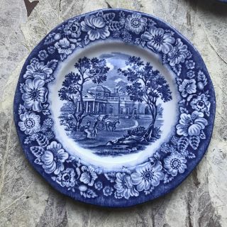 Set of 7 Liberty Blue Staffordshire Ironstone England Monticello Dessert Plates 3