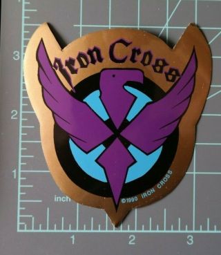 Iron Cross Skateboards Sticker Gold / Purple - Godoy Brothers,  Vntg,  80 