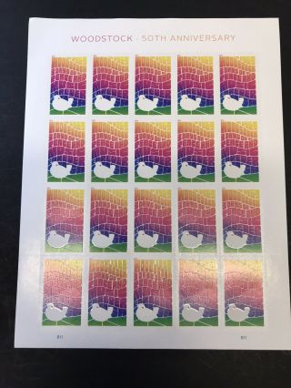 Scott 5409 - Woodstock 50th Anniversary Sheet Of 20 Stamps - Mnh