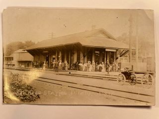 Antique Photo Postcard Featuring The Railroad Station In Tunkhannock Pa - 1907