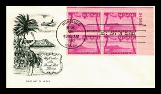 Dr Jim Stamps Air Mail 80c Hawaii Fdc Plate Block Scott C46 Us Cover