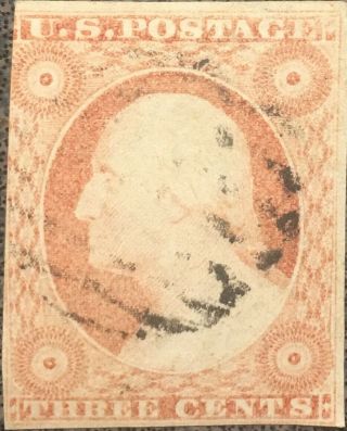 Scott 11a 1853 - 55 Us 3 Cent George Washington Type Ii Imperforated Stamp