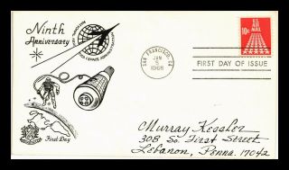 Dr Jim Stamps Air Mail 10c Fdc C Henry Space Cachet Unsealed Us Cover