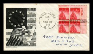 Dr Jim Stamps Us Cover Wwii Allied Nations Fdc Plate Block Scott 907 Staehle