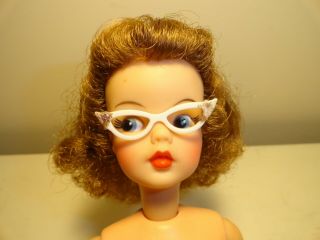 Vintage Ideal Tammy Doll White Cat Eye Glasses With Glitter Minty Cond.  No Doll