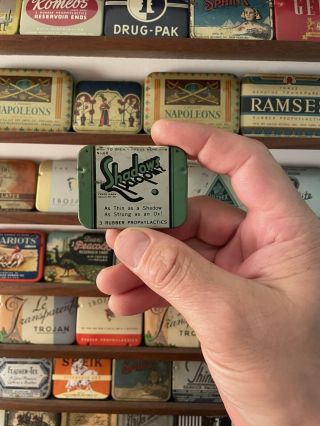 Vintage Shadows Prophylactic Condom Tin Box Rare No.  68 Lqqk Htf Antique