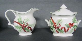 Charter Club Christmas Winter Garland Sugar Bowl With Lid And Creamer
