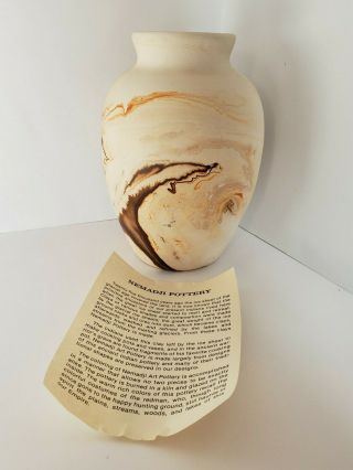 Nemadji Pottery Usa Vase Swirled Tan/brown " Gold Strike " Deadwood,  Sd 7” Tall