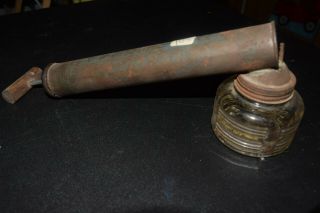 Vintage Metal Bug - Garden Sprayer Duster W/ Glass Jar