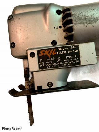 Vtg Skil Deluxe Jig Saw Electric Model 514,  2 - Speed Runs Cord Needs Replacement