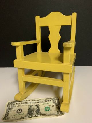 Vintage Doll Bear Wooden Yellow Rocking Chair Rocker 10 " X 9 1/4 " X 6 "