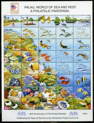 Palau Scott 854 World Of Sea And Reef Sheet Nh
